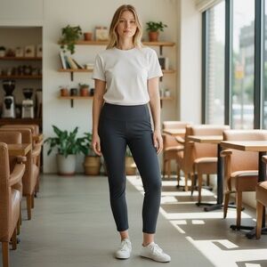 Eileen Fisher Gray Straight Leg Viscose/Nylon/Elastane